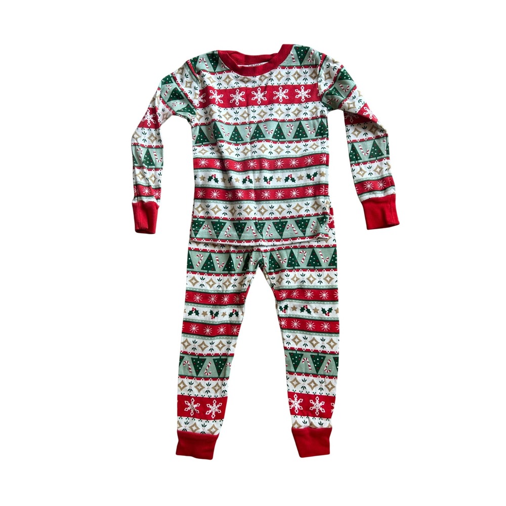 Toddler Red Christmas Pajamas Size 2T Fair Isle Holiday Snug Fit 2pc Set